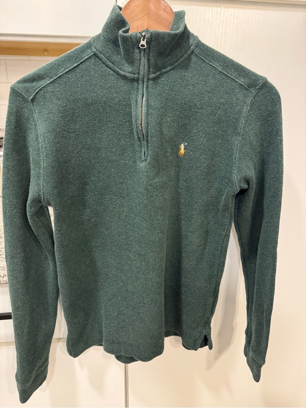Polo by Ralph Lauren Dark Green Quarter-Zip Sweater with Yellow Pony